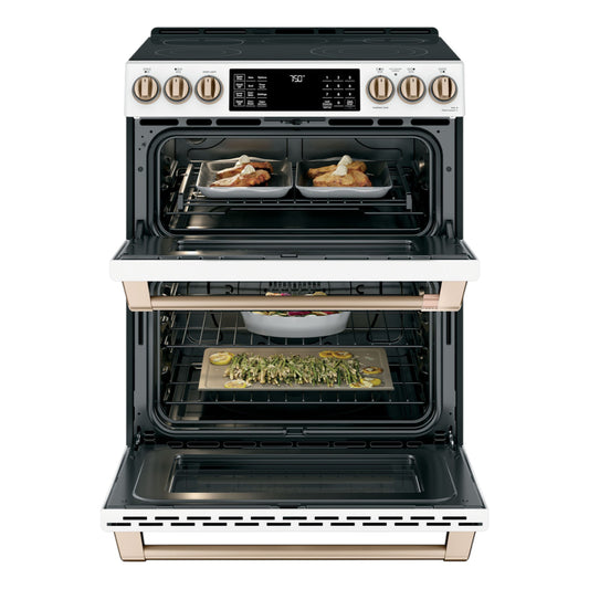 Café 6.7 cu. ft. Smart Slide-In Double Oven Electric Range with True Convection & Air Fry – Matte White