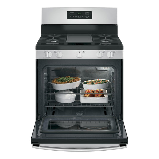 GE 5.0 cu. ft. Freestanding Gas Range with Integrated Griddle – Stainless Steel