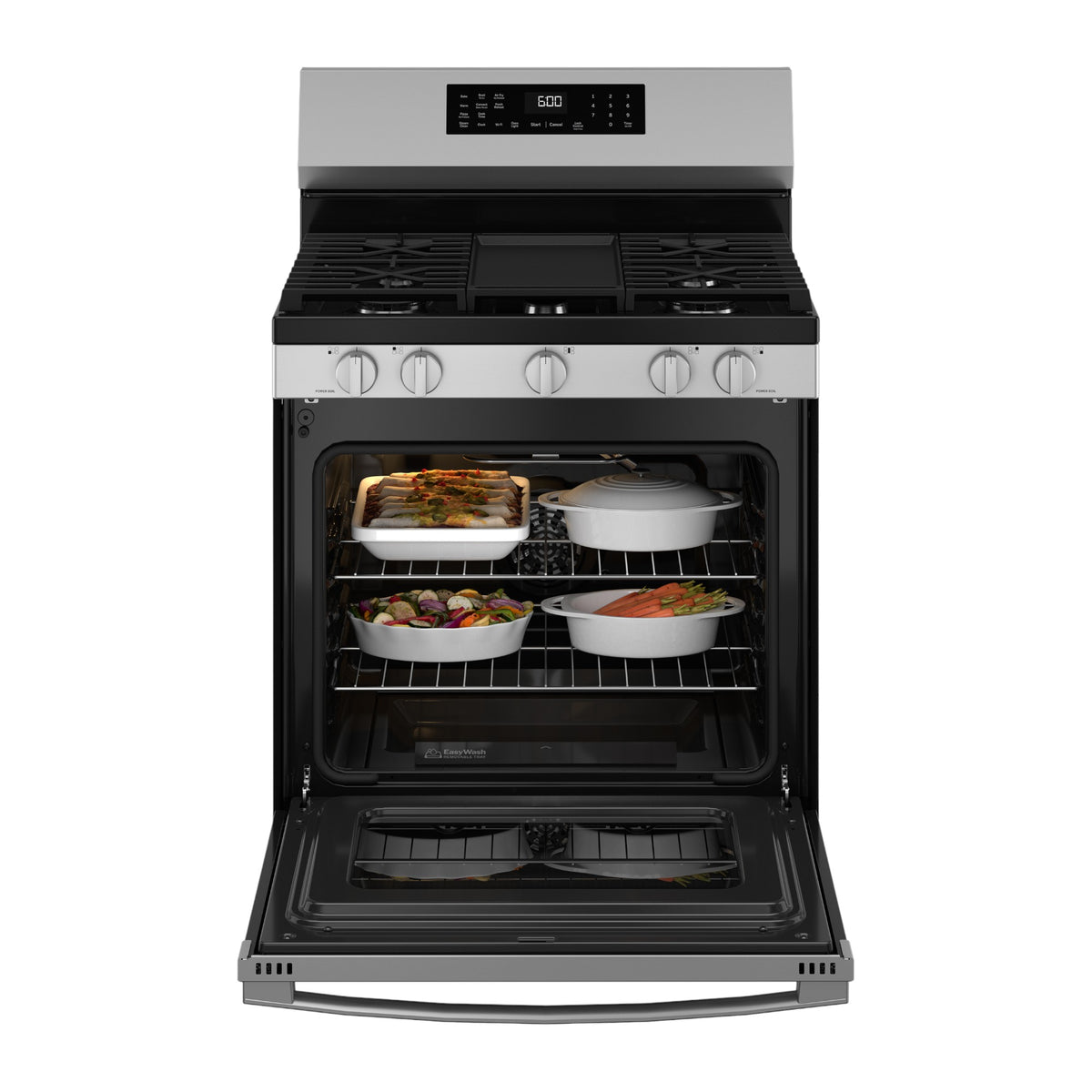GE 5.0 cu ft 30" Freestanding Gas Range with Air Fry – Stainless Steel