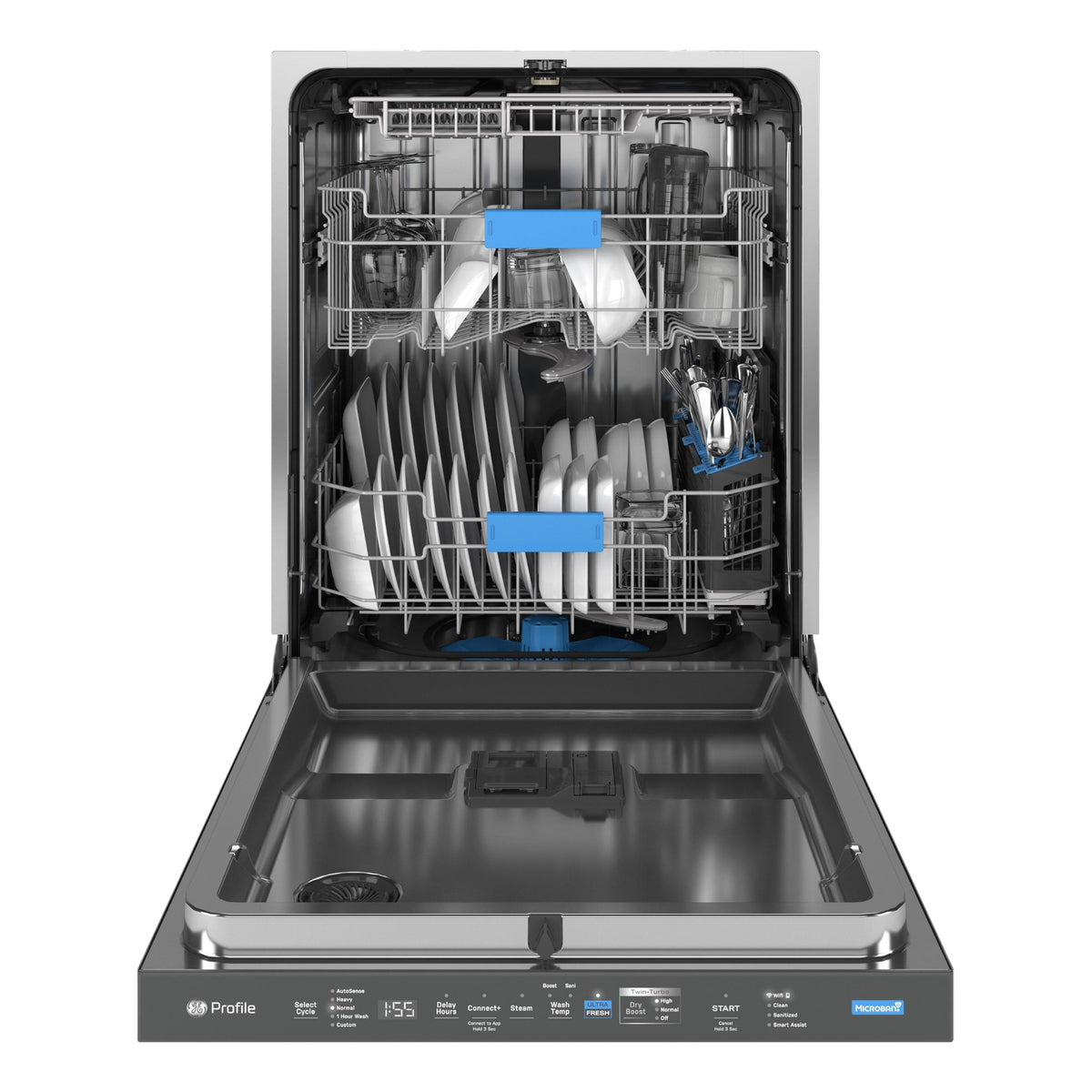 GE Profile 24" Built-In Dishwasher with 3rd Rack & UltraFresh™ System & Stainless Steel Interior – Fingerprint Resistant Stainless Steel