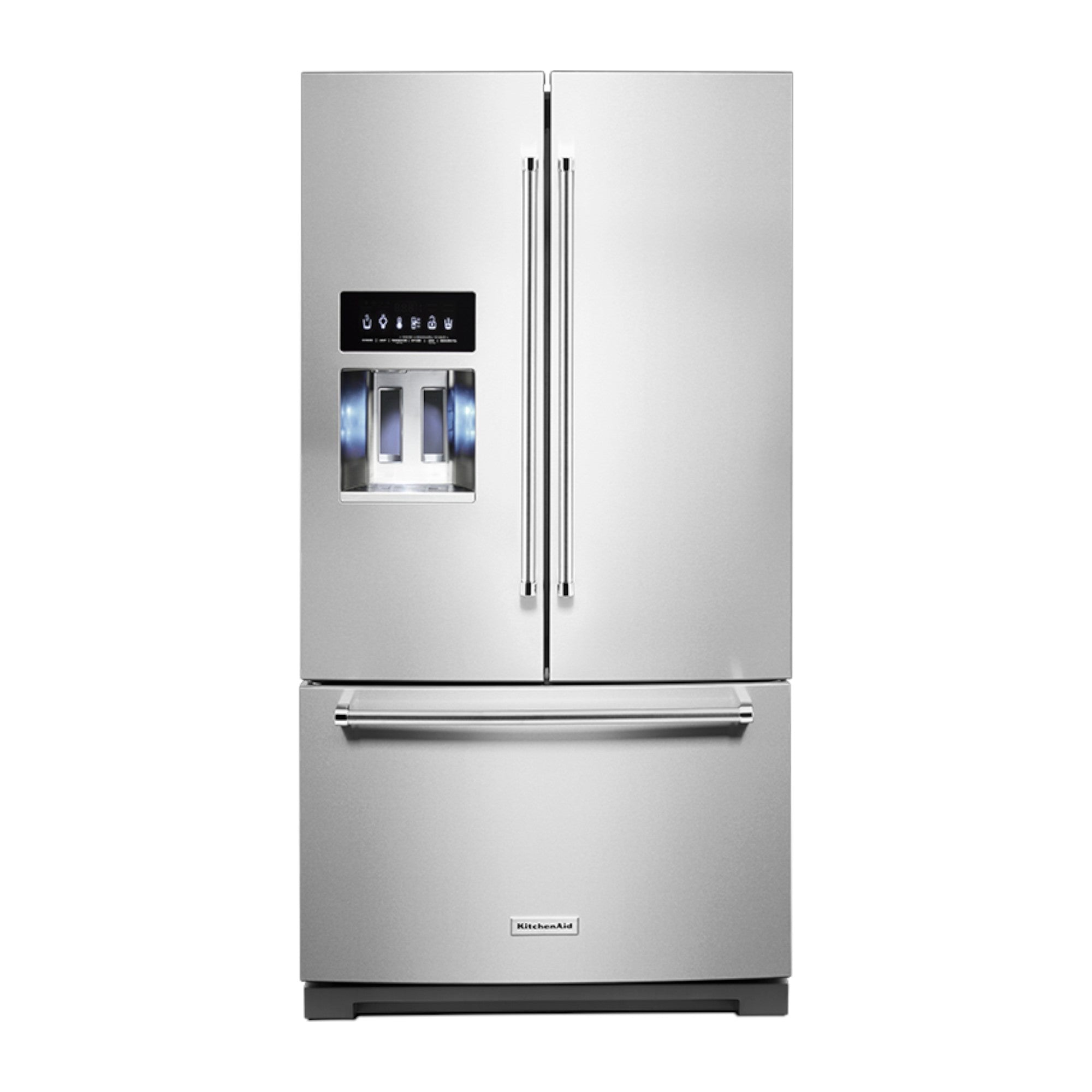 KitchenAid 26.8 cu ft French Door Refrigerator with External Ice & Water Dispenser, Preserva® Food Care System & Measured Water Fill – Stainless Steel