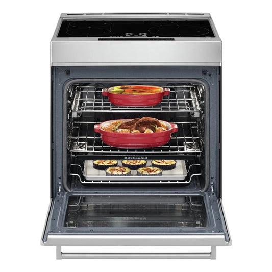 KitchenAid 30-Inch 6.4 cu. ft. 4-Element Induction Slide-In Convection Range with Air Fry – Stainless Steel