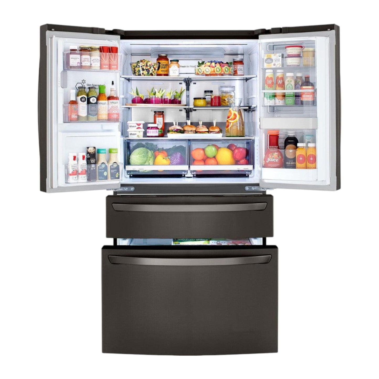 LG 30 cu ft Smart 4-Door French Door Refrigerator with Full-Convert Drawer™ & Craft Ice™ – PrintProof™ Black Stainless Steel