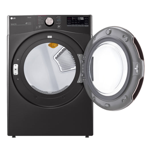 LG 7.4 cu ft Electric Dryer with TurboSteam™ and AI Sensing – Black Steel