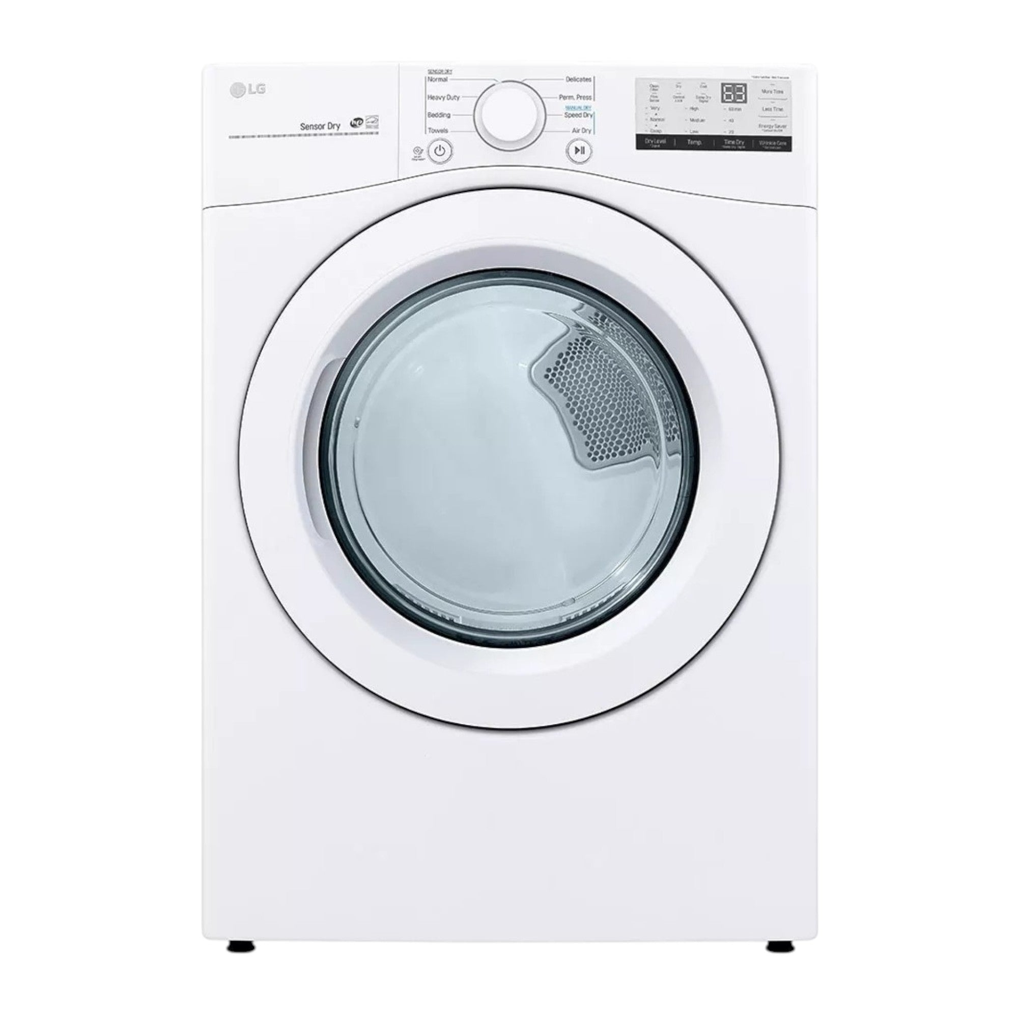 LG 7.4 cu ft Stackable Electric Dryer with Sensor Dry and Wrinkle Care – White