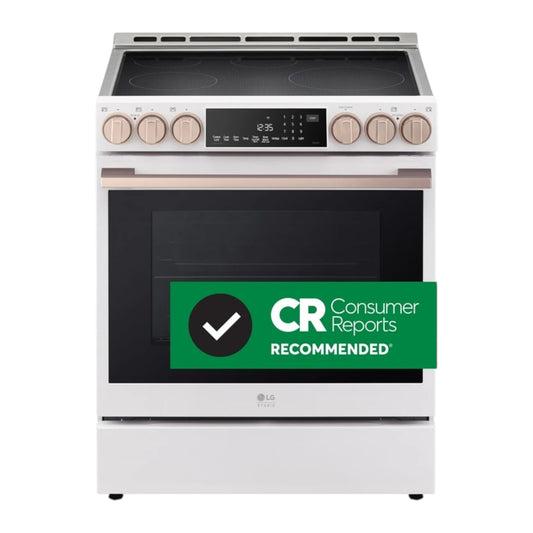 LG STUDIO 6.3 cu ft Smart Wi-Fi Induction Slide-In Range with Air Sous Vide, Air Fry & EasyClean® – Essence White