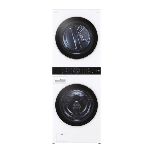 LG WashTower™ 4.5 cu ft Front Load Washer & 7.4 cu ft Electric Dryer with Center Control™, TurboWash™ 360 & TurboSteam™ – White