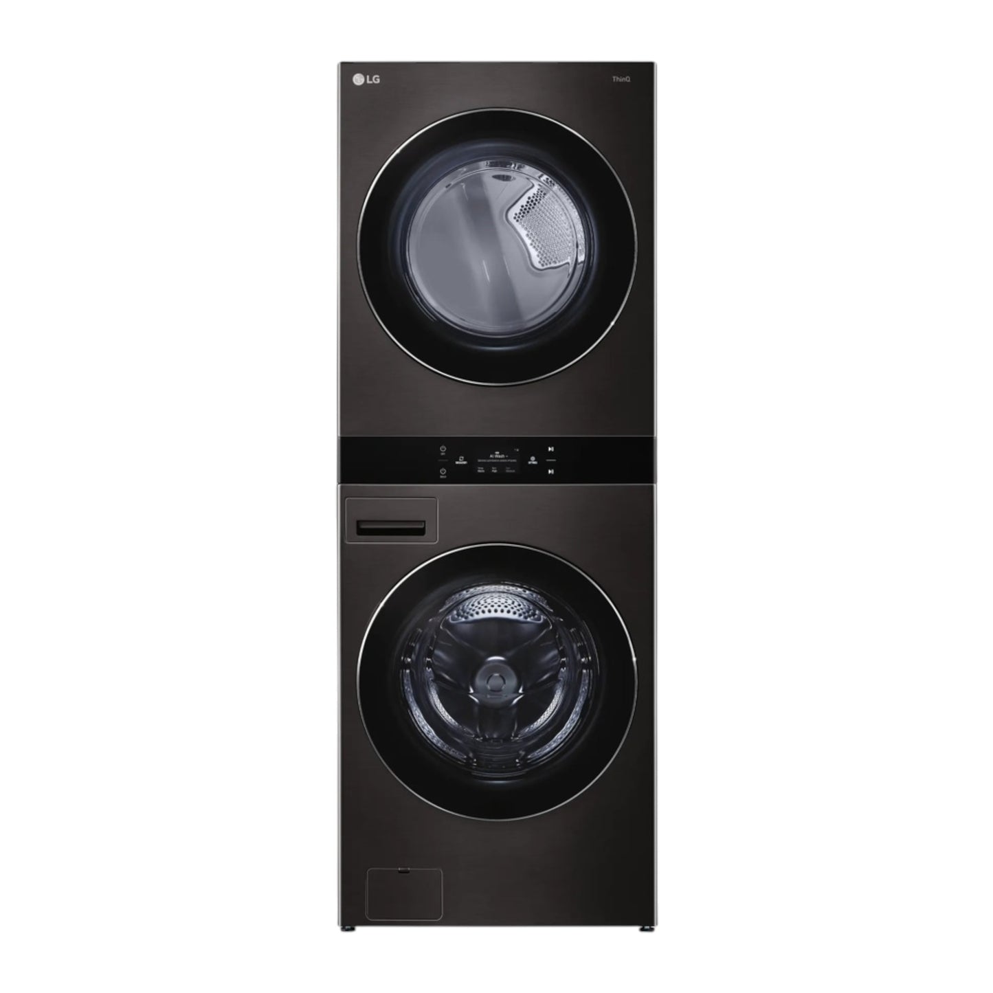 LG WashTower™ 5.0 cu ft Front Load Washer & 7.4 cu ft Electric Dryer with Center Control™, TurboWash™ 360 & TurboSteam™ – Black Steel