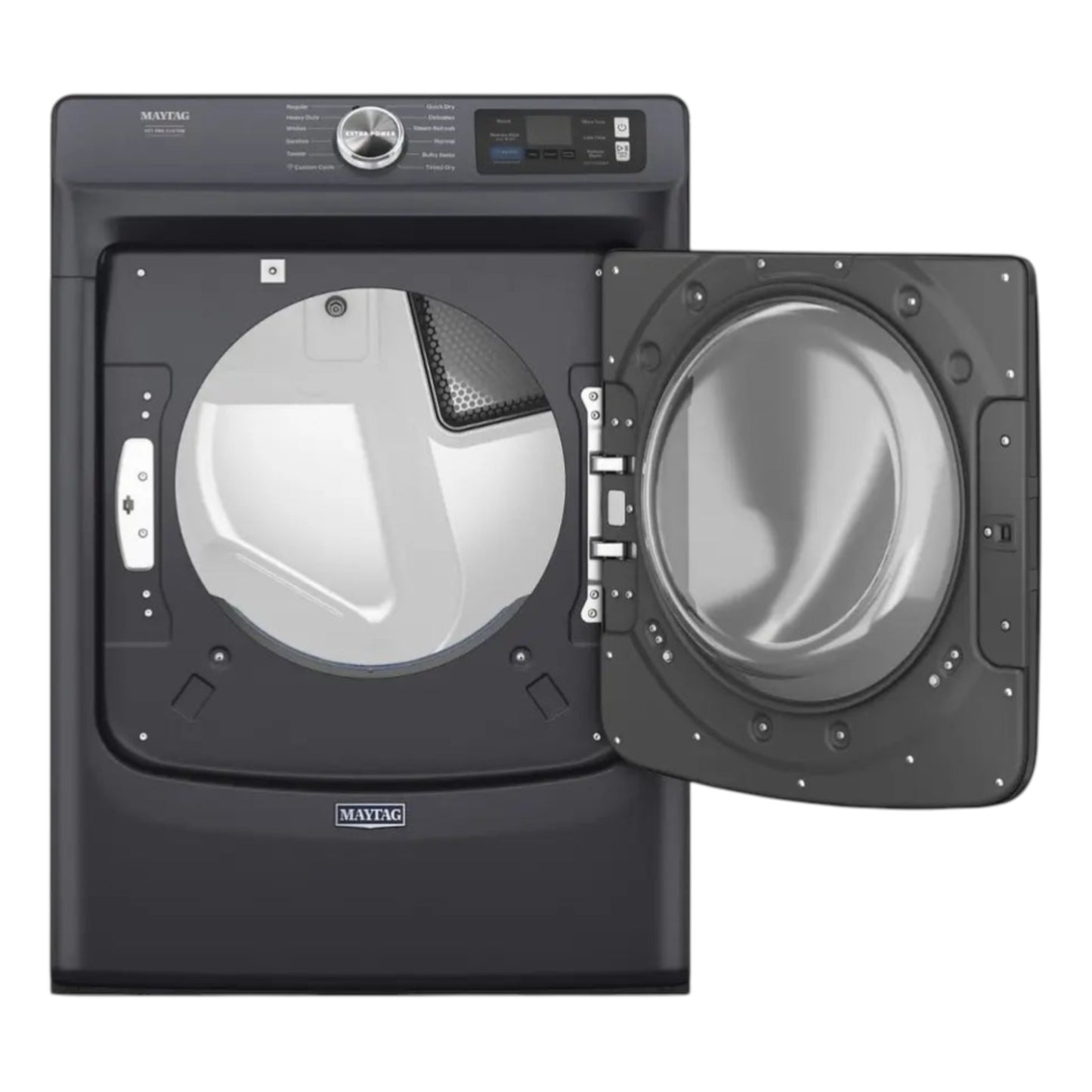 Maytag 7.4 cu. ft. Smart Pet Pro Front Load Gas Dryer with Extra Power Button – Midnight Steel
