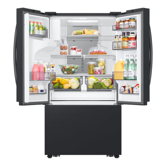 Samsung 31 cu. ft. Mega Capacity 3-Door French Door Refrigerator with Dual Auto Ice Maker – Fingerprint Resistant Matte Black Stainless Steel
