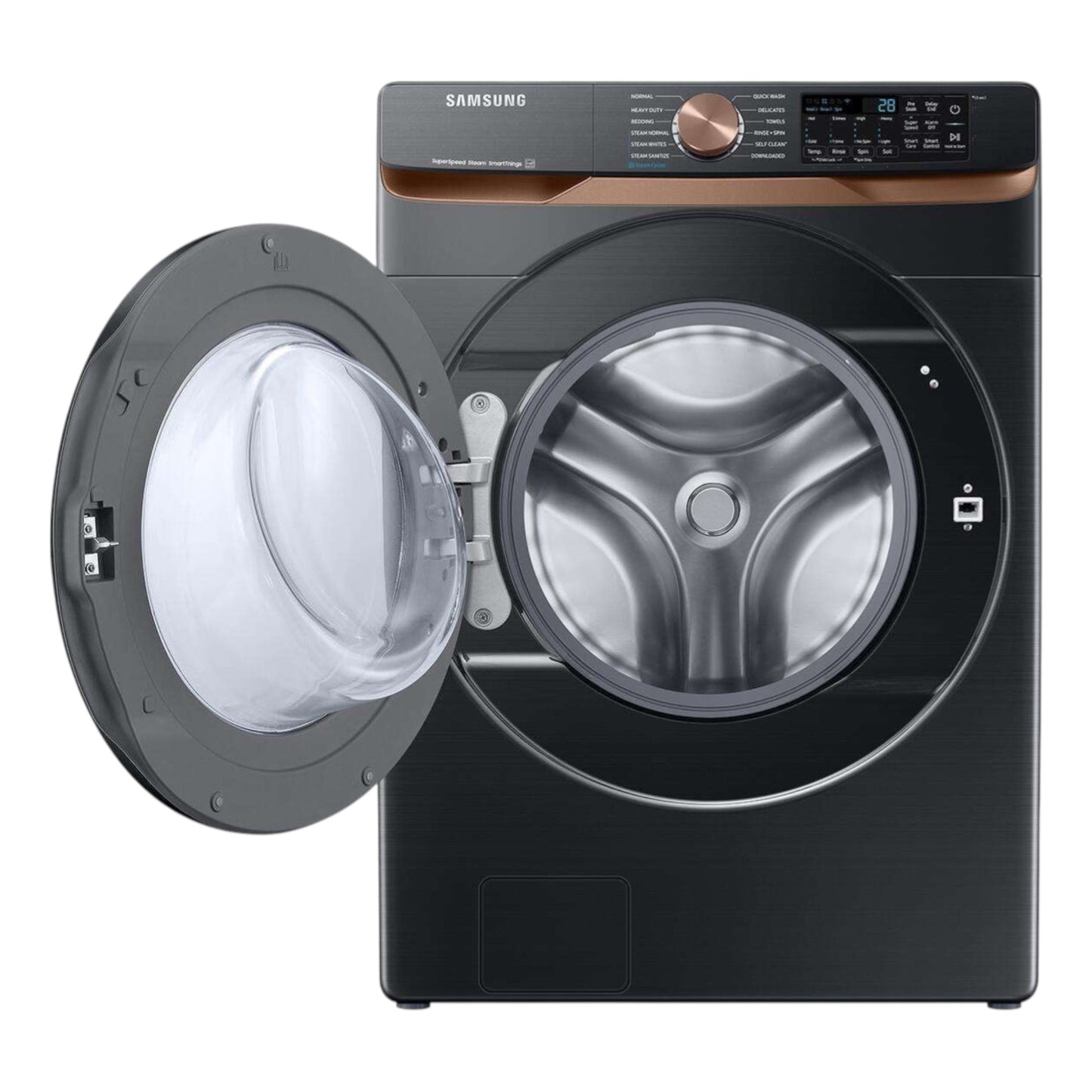 Samsung 5 cu. ft. Smart Front Load Washer with Super Speed Wash & Steam – Brushed Black