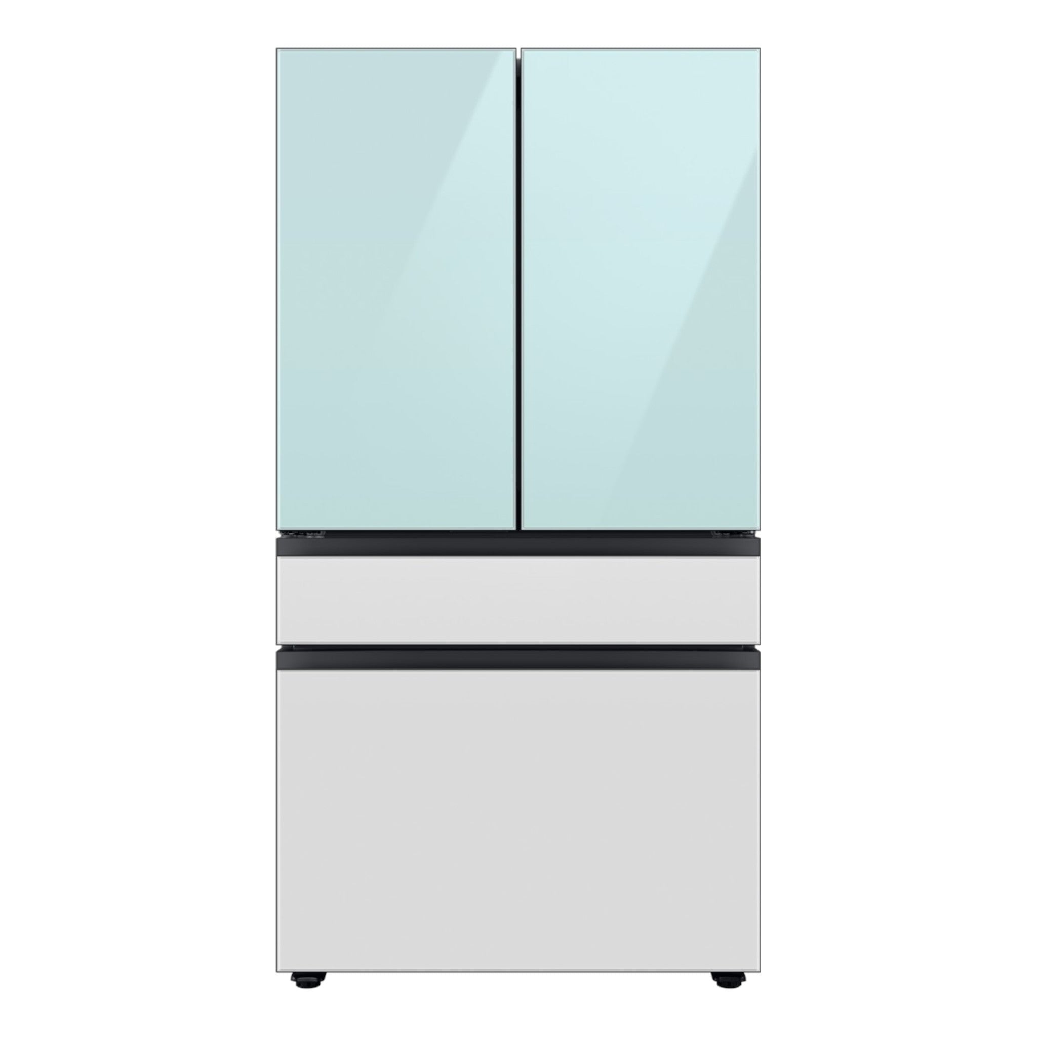 Samsung Bespoke 29 cu. ft. 4-Door French Door Refrigerator with Internal Beverage Center™ – Morning Blue Glass and White Glass