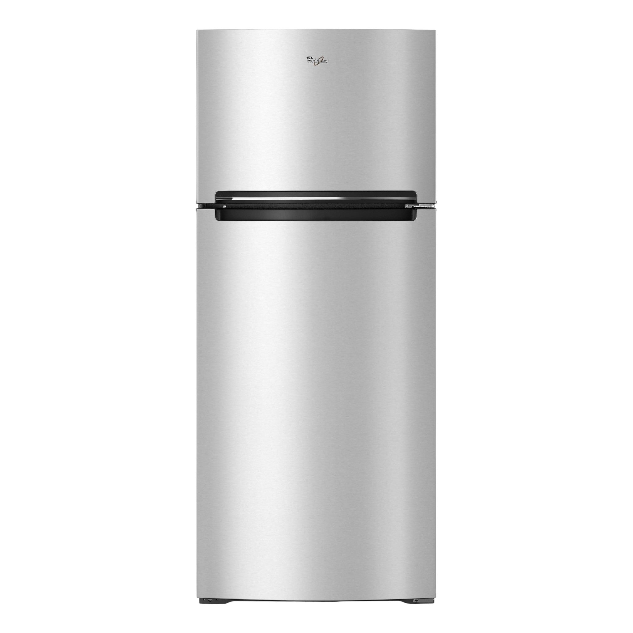 Whirlpool 18 cu. ft. 28-in Top Freezer Refrigerator Compatible with EZ Connect Ice Maker Kit – Stainless Steel