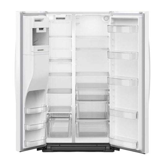 Whirlpool 21 cu ft Counter-Depth Side-by-Side Refrigerator with In-Door Ice & Water Dispenser and TruCool™ Temperature Management – White