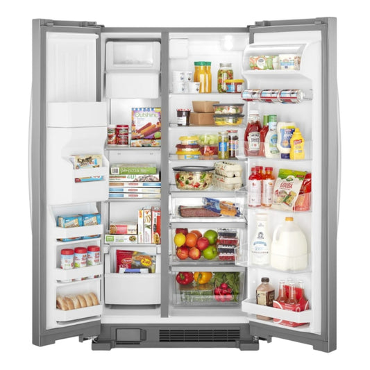 Whirlpool 25 cu. ft. 36-in Side-by-Side Refrigerator with Exterior Ice & Water Dispenser – Stainless Steel