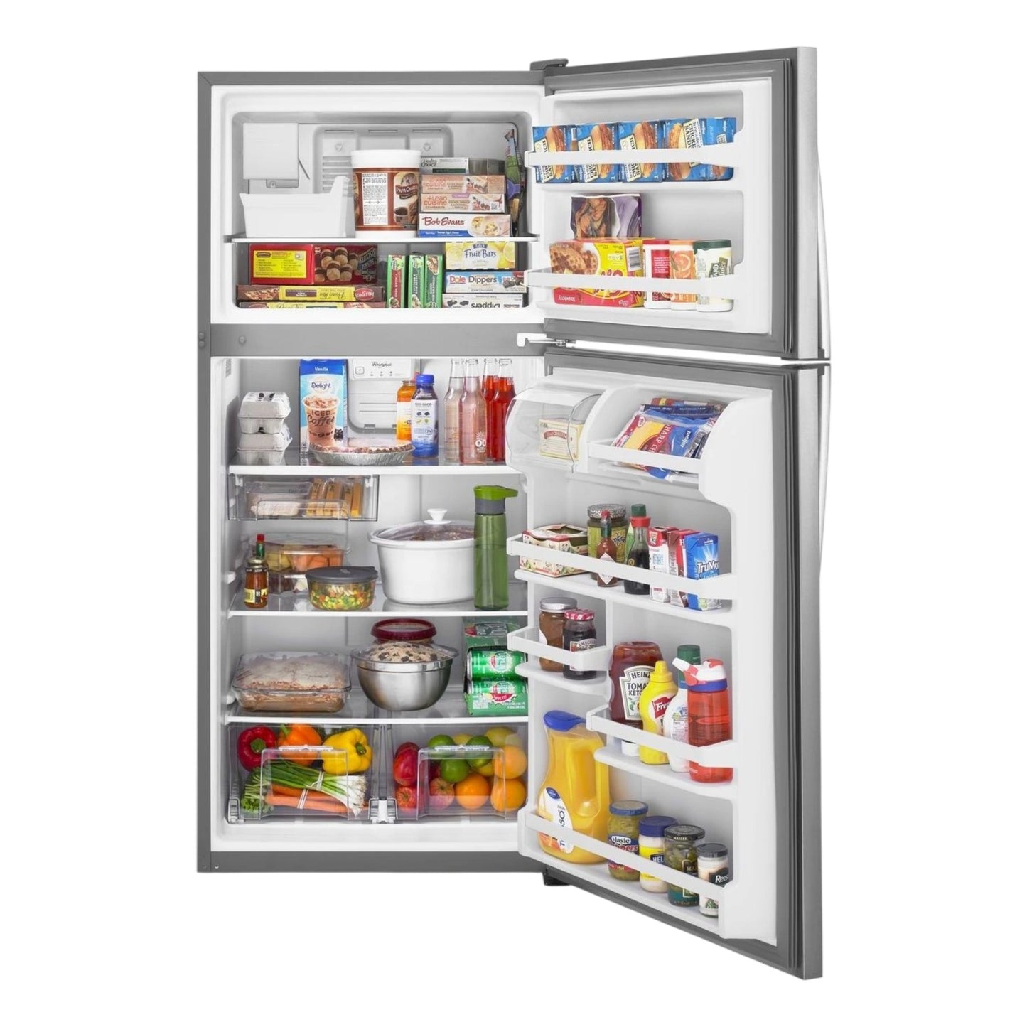 Whirlpool 30-Inch 18 cu. ft. Top Freezer Refrigerator with Factory-Installed Icemaker – Fingerprint Resistant Stainless Steel