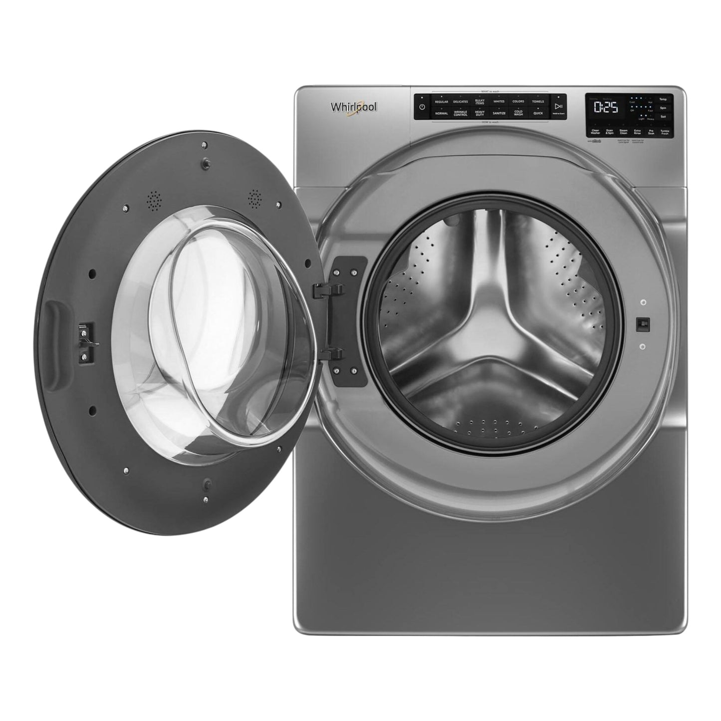 Whirlpool 5.0 cu. ft. Front Load Washer with Quick Wash Cycle & Steam – Chrome Shadow
