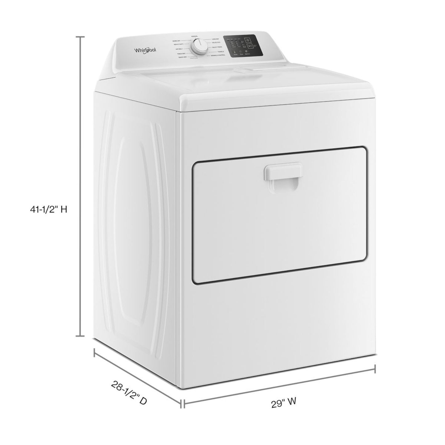 Whirlpool 7.0 cu ft Electric Dryer with Adaptive Dry Technology & Wrinkle Shield™ Option – White