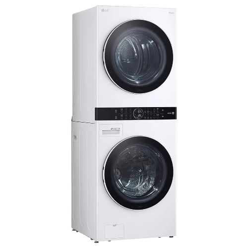 White stacked laundry center