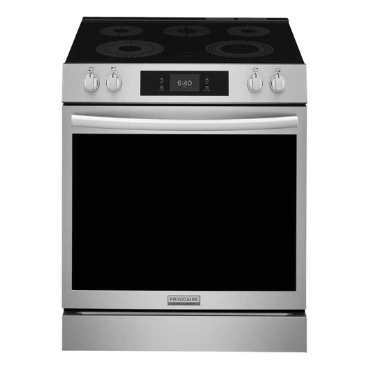 Frigidaire Gallery 30 in. 6.2 cu. ft. Freestanding Electric Range with Stone-Baked Pizza and Total Convection – Smudge-Proof Stainless Steel