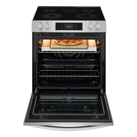 Frigidaire Gallery 30 in. 6.2 cu. ft. Freestanding Electric Range with Stone-Baked Pizza and Total Convection – Smudge-Proof Stainless Steel