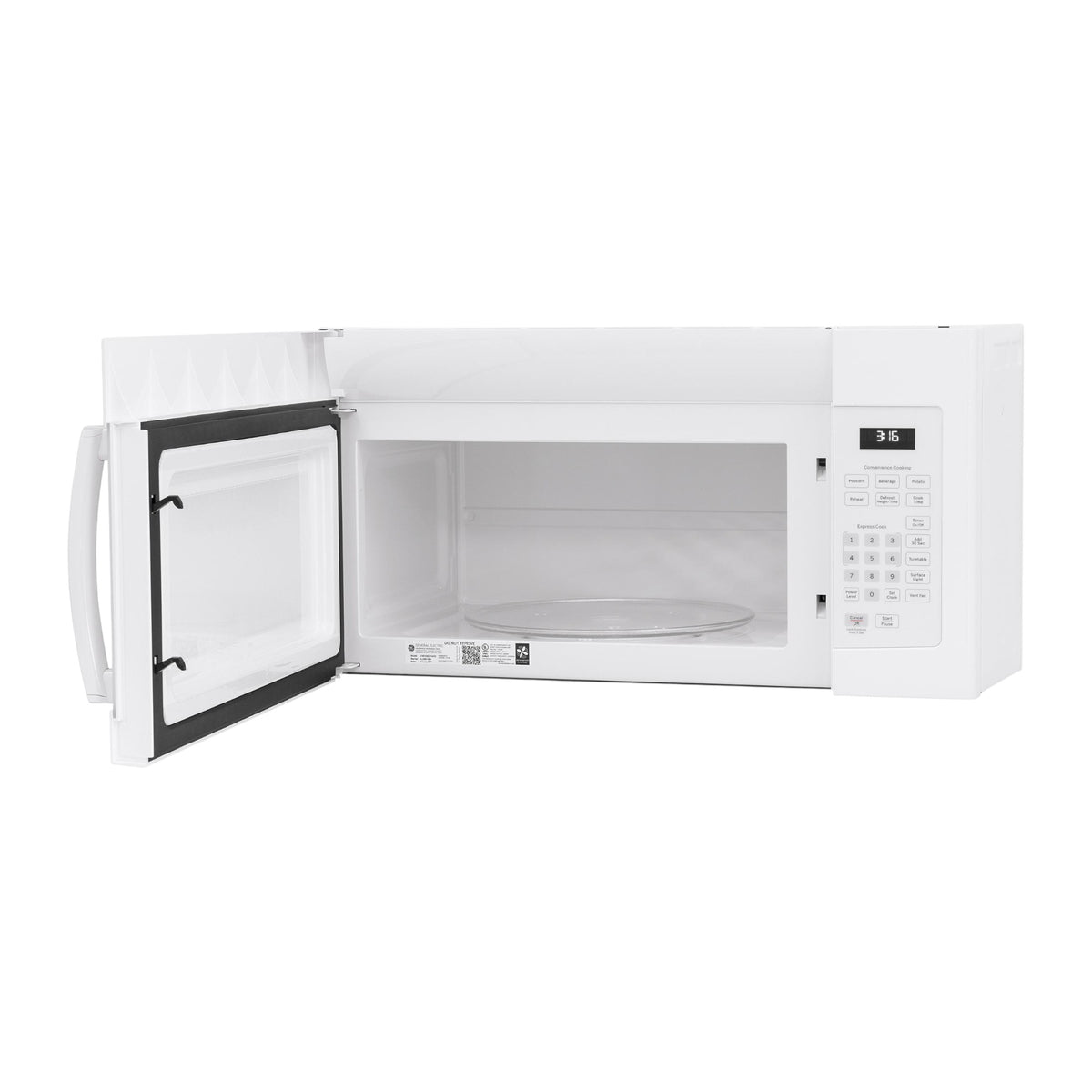 GE 1.6 cu ft Over-the-Range Microwave with Two-Speed Venting System – White