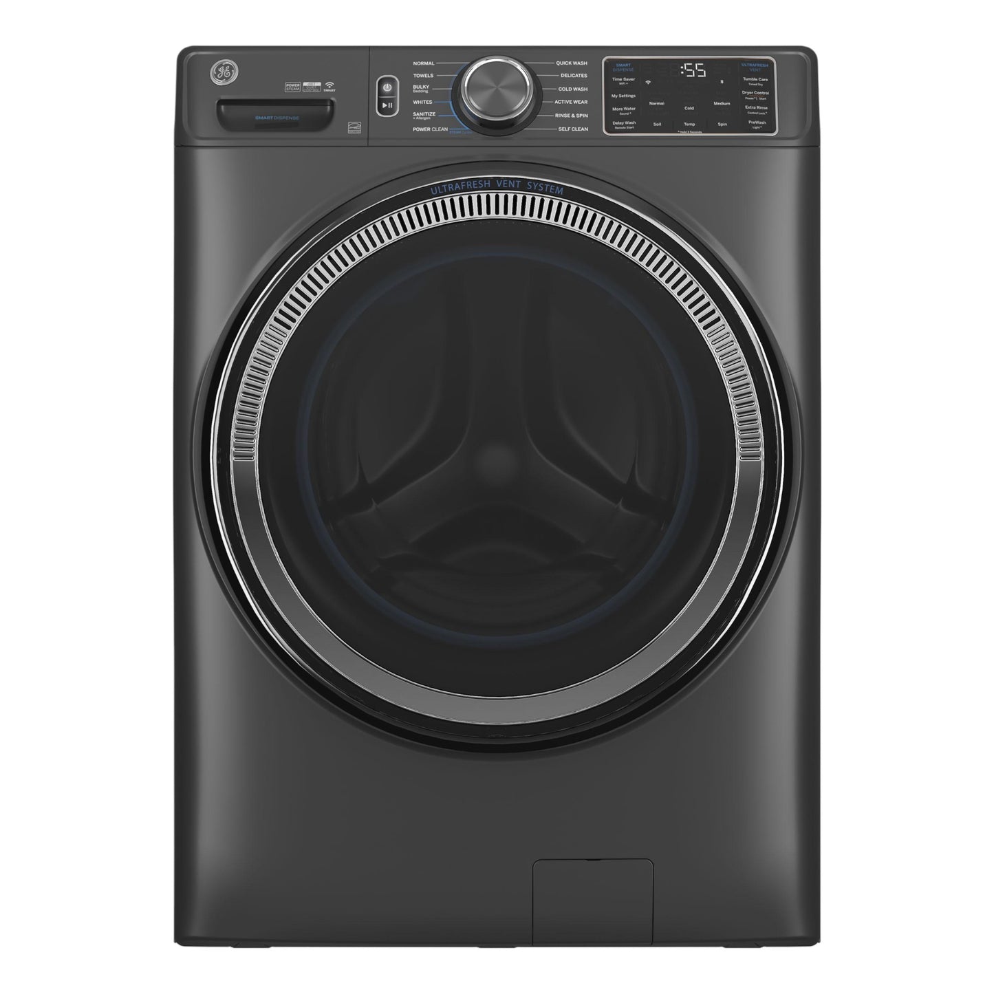 GE 5.0 cu. ft. Smart Front Load Washer with SmartDispense™, UltraFresh Vent System & Steam – Carbon Graphite