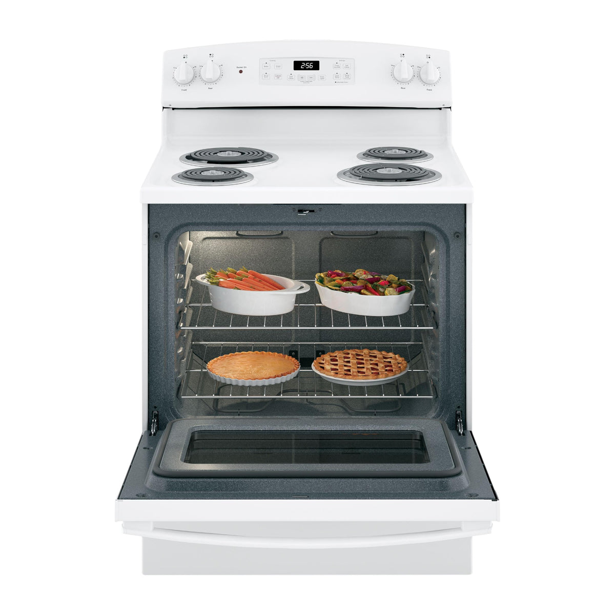 GE 5.0 cu ft 30" Freestanding Electric Range with Coil Cooktop & Standard Clean Oven – White