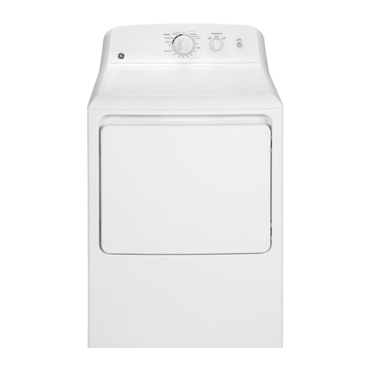 GE 6.2 cu ft Gas Dryer with Auto Dry & Multiple Heat Selections – White