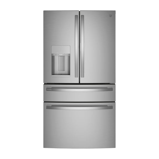 GE Profile 27.7 cu ft Smart 4-Door French Door Refrigerator with Temperature-Controlled Drawer & External Ice and Water Dispenser – Fingerprint Resistant Stainless Steel