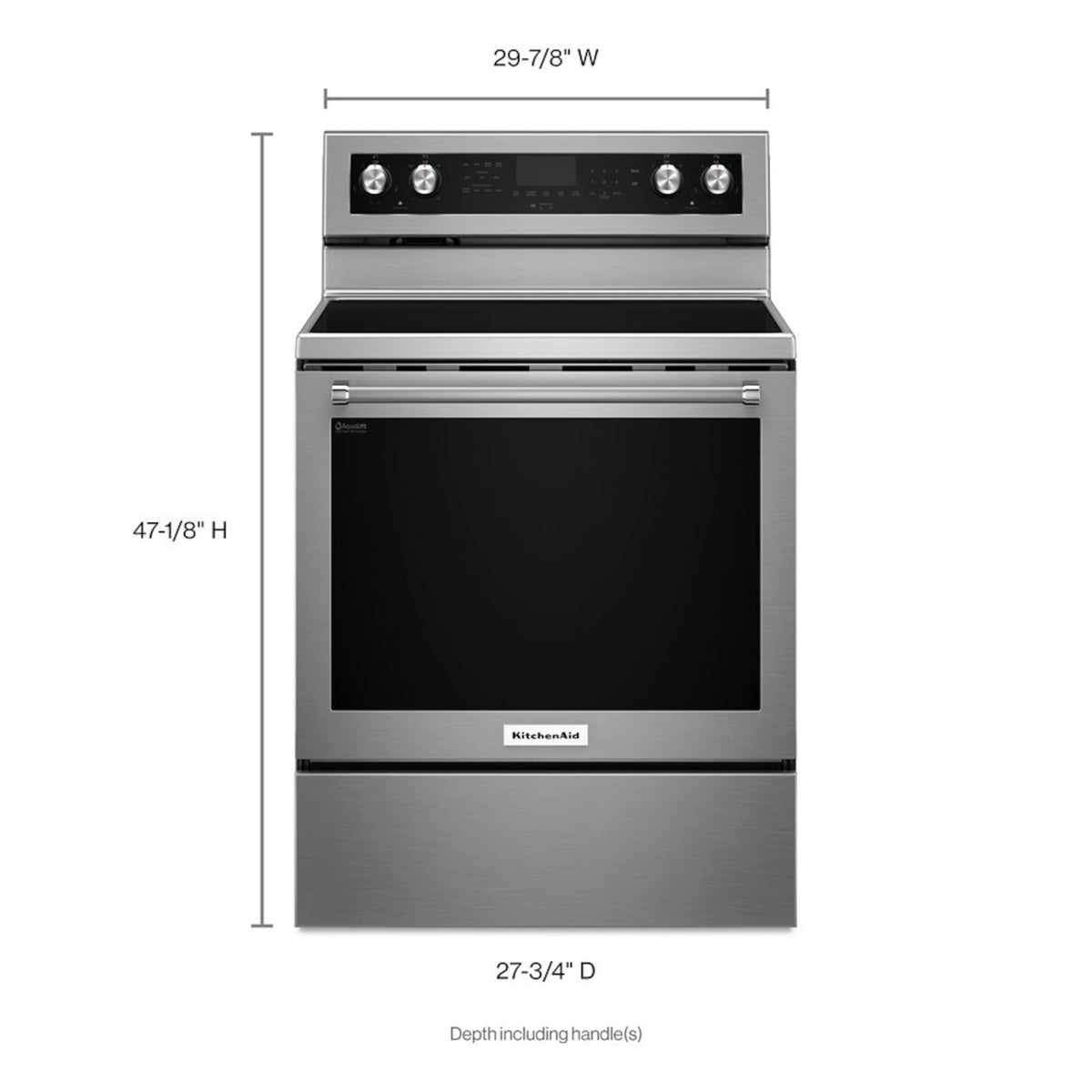 KitchenAid 6.4 cu ft 30" Electric Range with Even-Heat™ True Convection & AquaLift® Self-Cleaning Technology – Stainless Steel