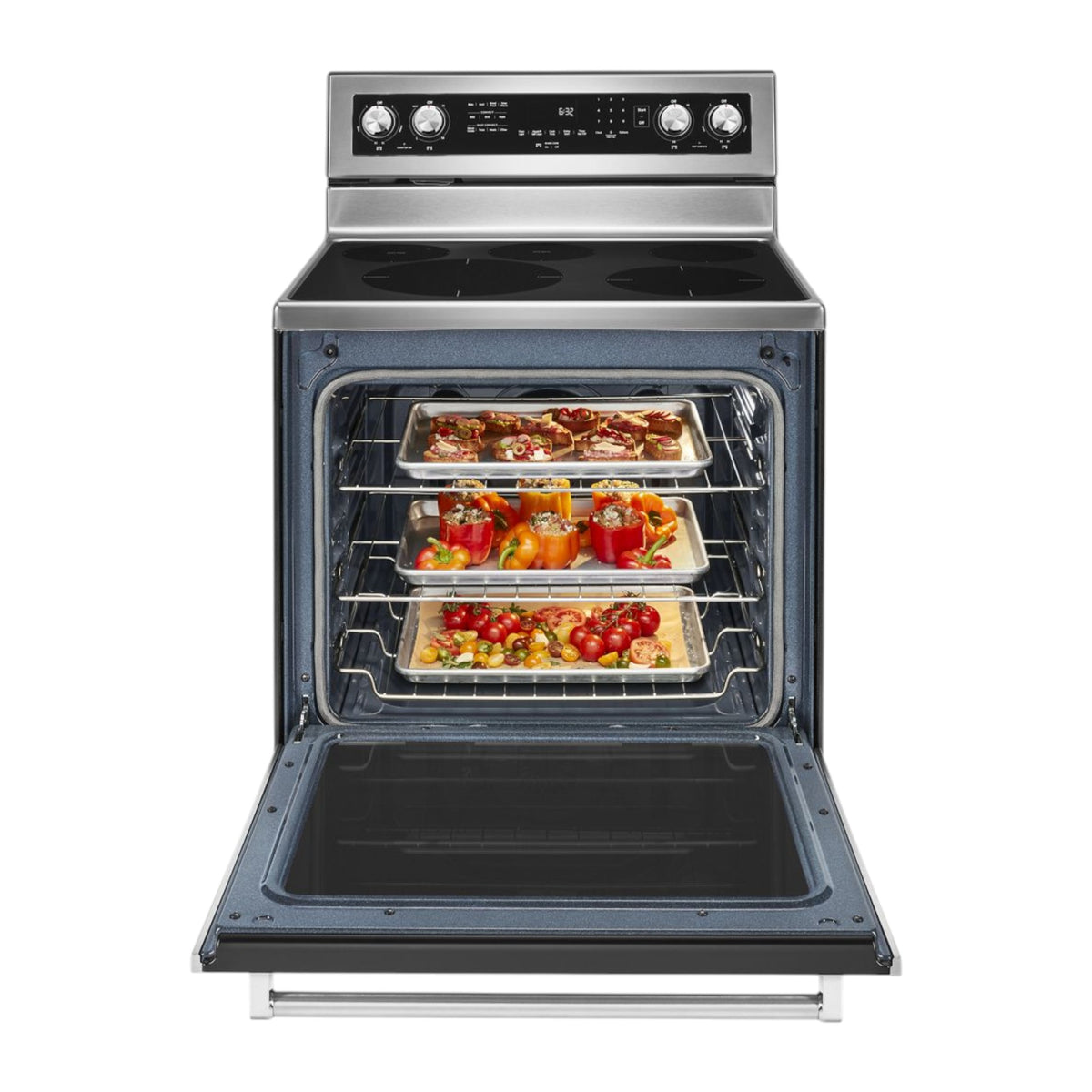 KitchenAid 6.4 cu ft 30" Electric Range with Even-Heat™ True Convection & AquaLift® Self-Cleaning Technology – Stainless Steel