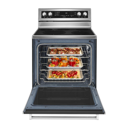 KitchenAid 6.4 cu ft 30" Electric Range with Even-Heat™ True Convection & AquaLift® Self-Cleaning Technology – Stainless Steel