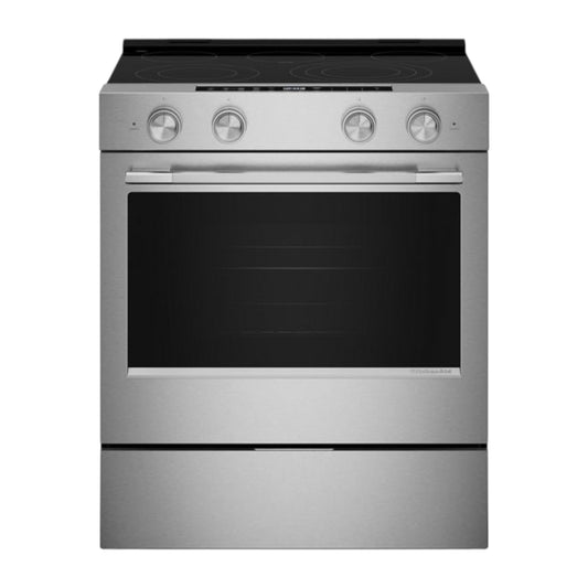 KitchenAid 6.4 cu ft 30" Smart Slide-In Electric Range with Even-Heat™ True Convection & AquaLift® Self-Cleaning Technology – Stainless Steel