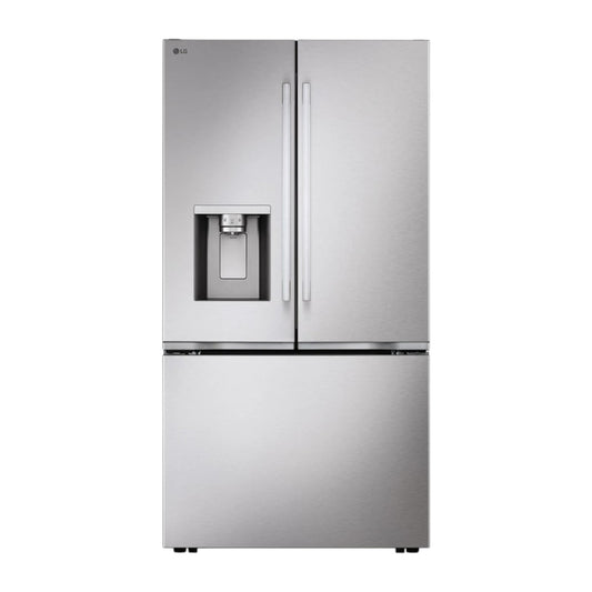 LG 24 cu ft Smart Counter-Depth MAX™ French Door Refrigerator with Zero Clearance™ Doors, Dual Ice Makers & Tall External Ice & Water Dispenser – Stainless Steel