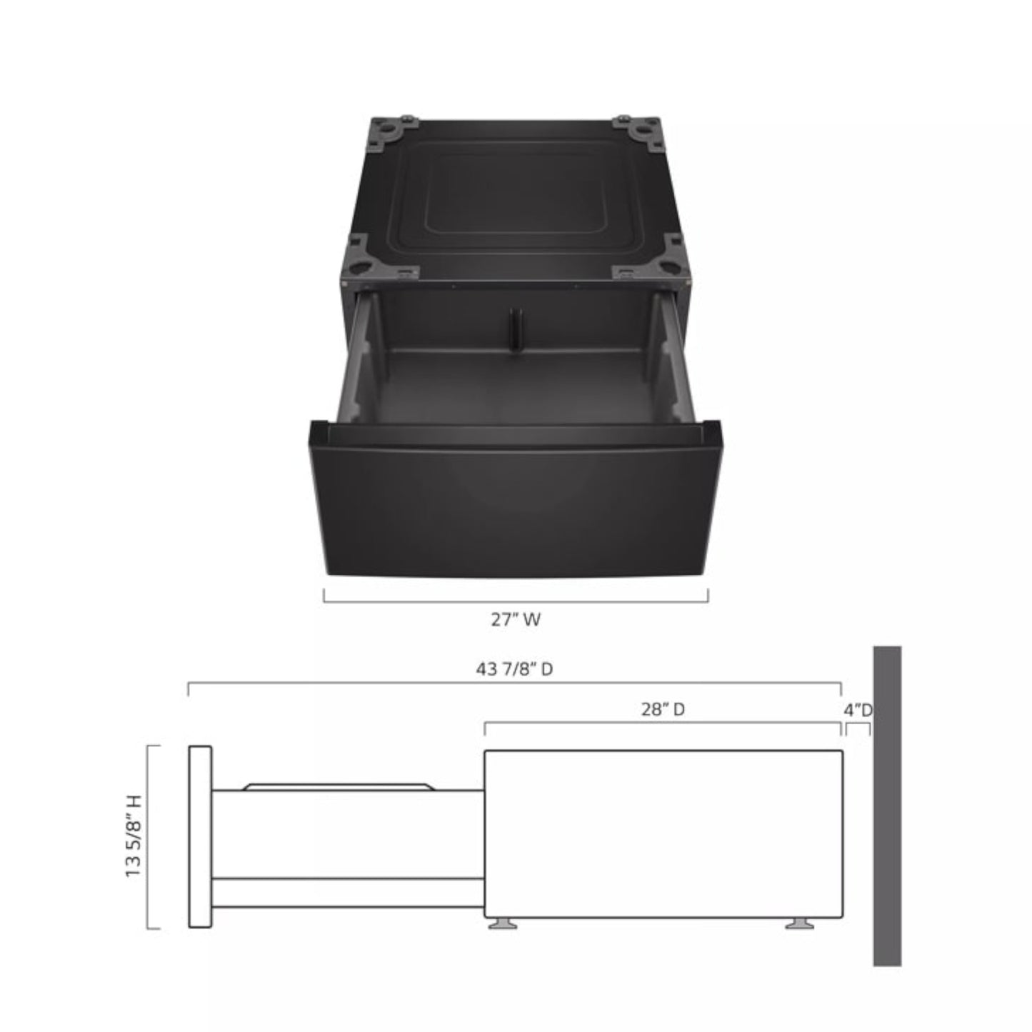 LG 27" Laundry Pedestal with Storage Drawer – Black Steel