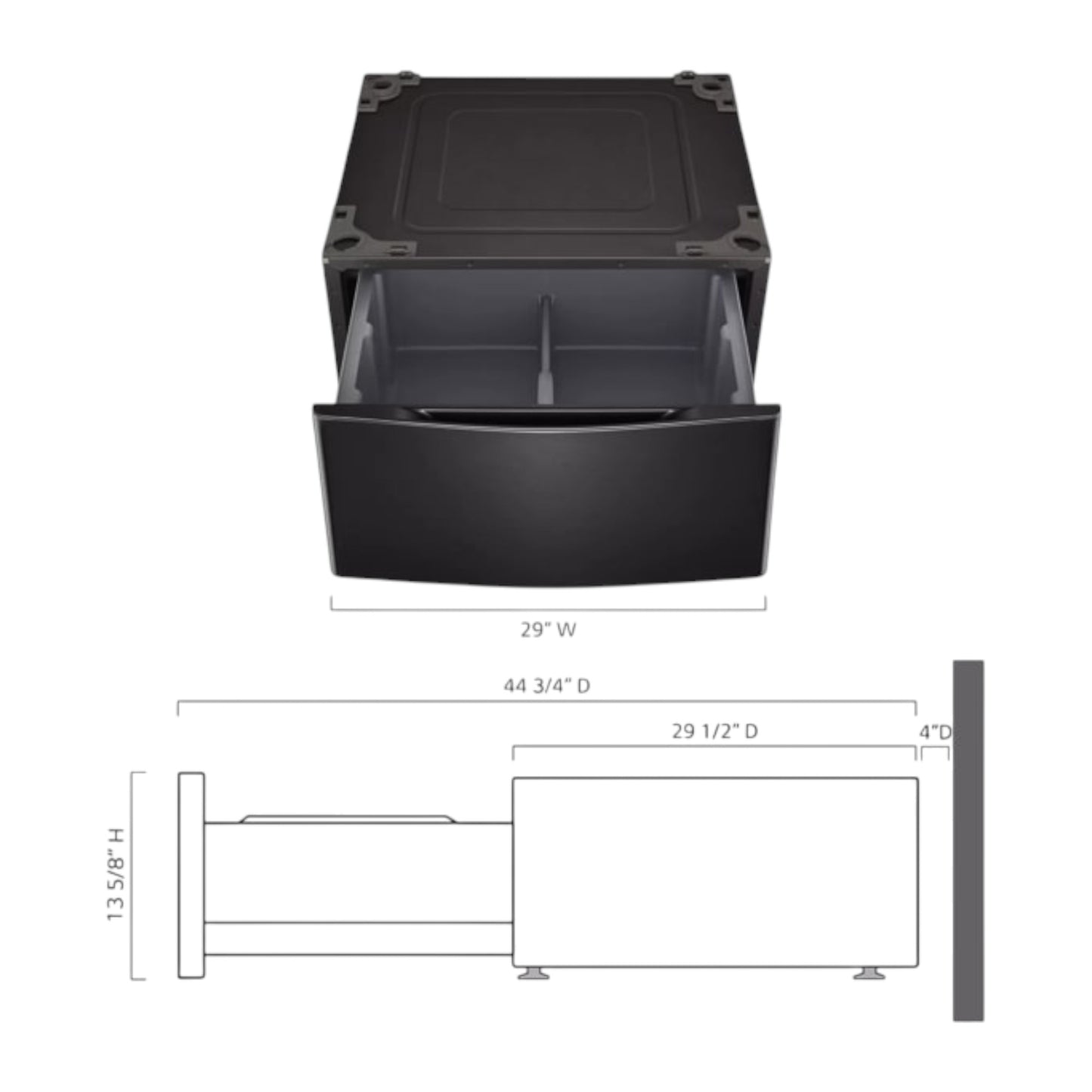 LG 29" Laundry Pedestal with Storage Drawer – Black Steel