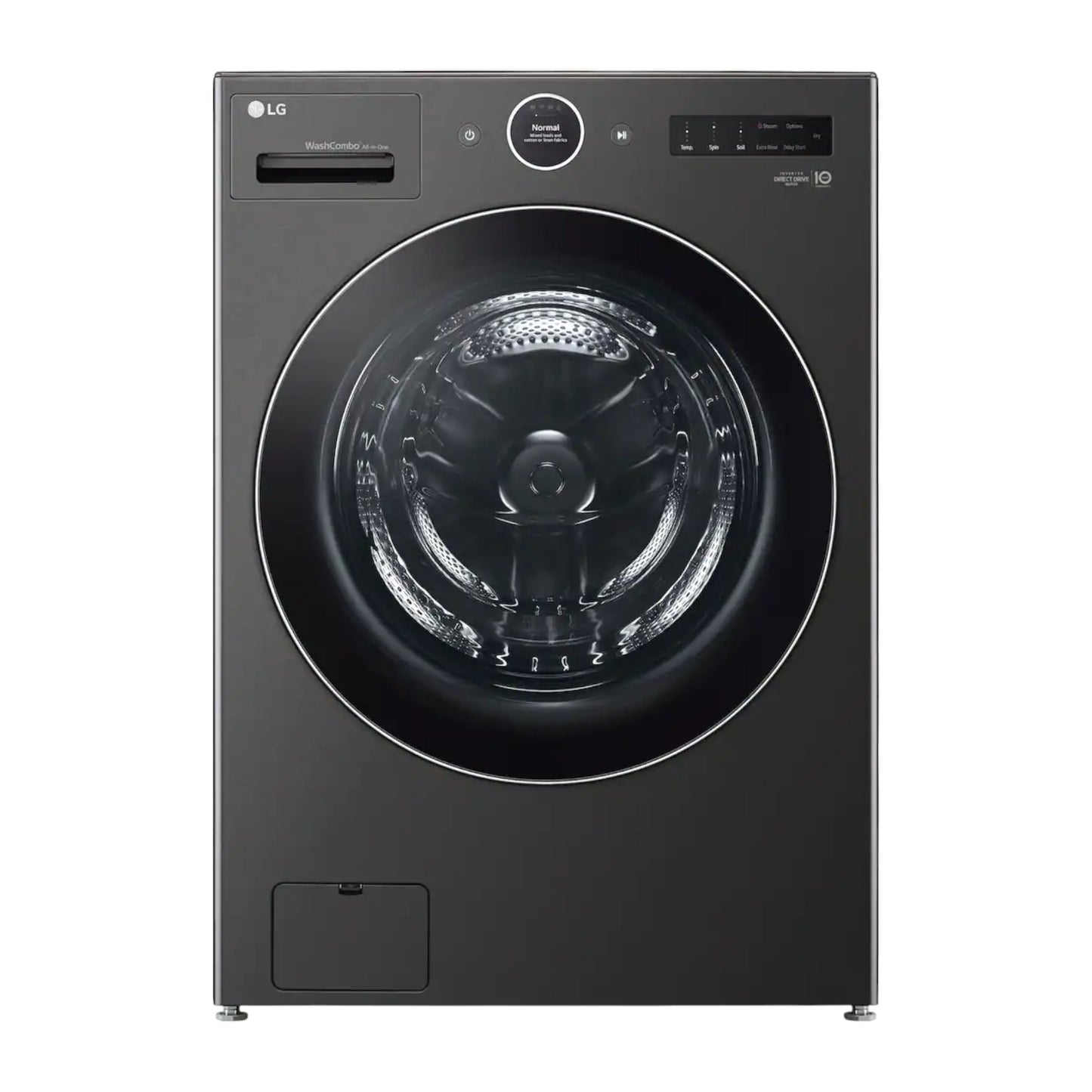 LG 5.0 cu ft Smart All-in-One Washer & Dryer Combo with AI Wash+Dry™, Inverter HeatPump™ & ezDispense® – Black Steel