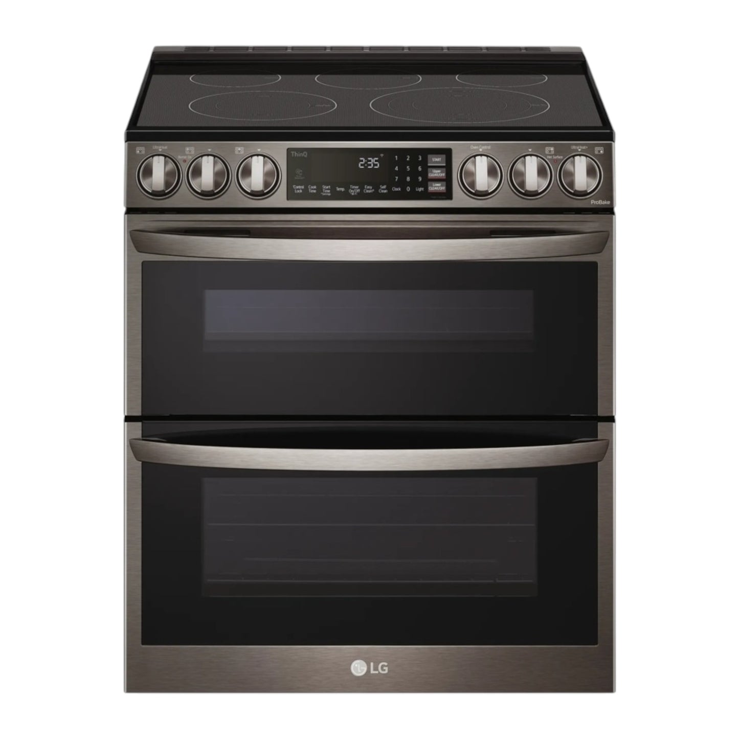 LG 7.3 cu ft Smart Wi-Fi Double Oven Electric Range with ProBake Convection®, Air Fry, Air Sous Vide & EasyClean® – Black Stainless Steel
