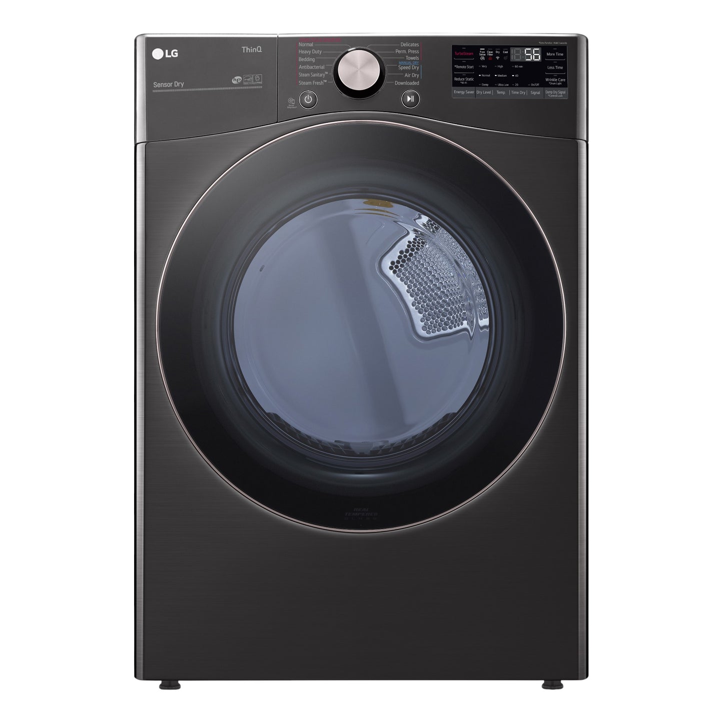 LG 7.4 cu ft Electric Dryer with TurboSteam™ and AI Sensing – Black Steel