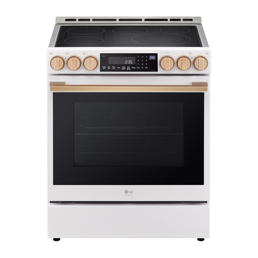 LG STUDIO 6.3 cu ft Smart Slide-In Electric Range with ProBake Convection®, Air Sous Vide & EasyClean® – Essence White