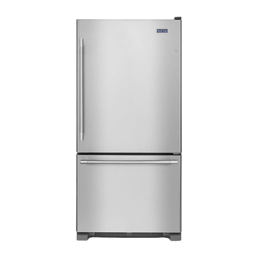 Maytag 22 cu ft Bottom-Freezer Refrigerator with Fingerprint-Resistant Stainless Steel Finish & BrightSeries™ LED Lighting