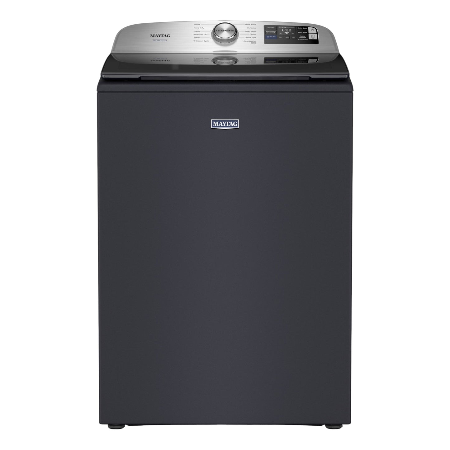 Maytag 5.3 cu. ft. Pet Pro Top Load Impeller Washer with Extra Power & Sanitize with Oxi – Volcano Black