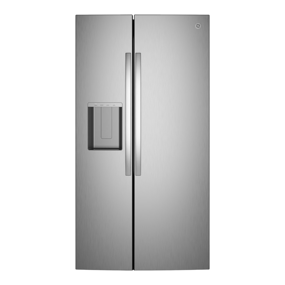 Noboxy GE 27.9 cu. ft. side-by-side refrigerator in fingerprint resistant stainless steel with tall water dispenser