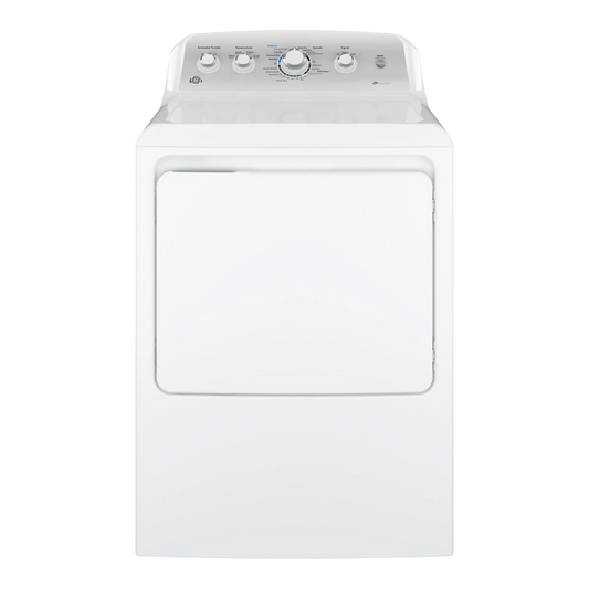 Noboxy GE 7.2 cu. ft. white gas dryer with top-mounted control panel and large front-loading door
