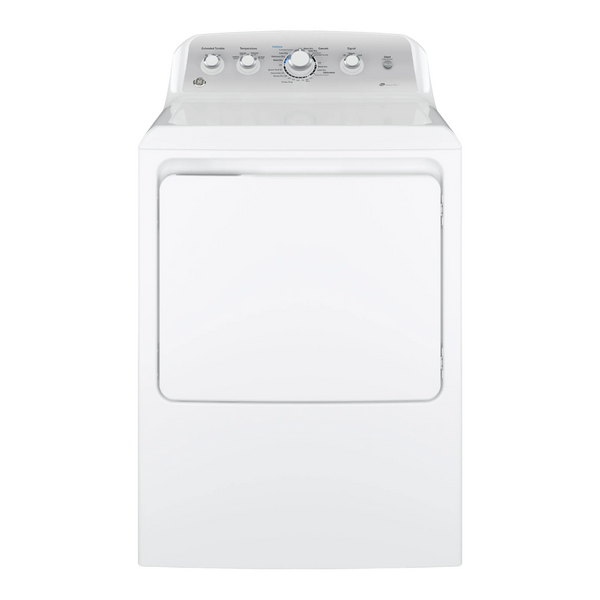 Noboxy GE 7.2 cu. ft. white gas dryer with top-mounted control panel and large front-loading door