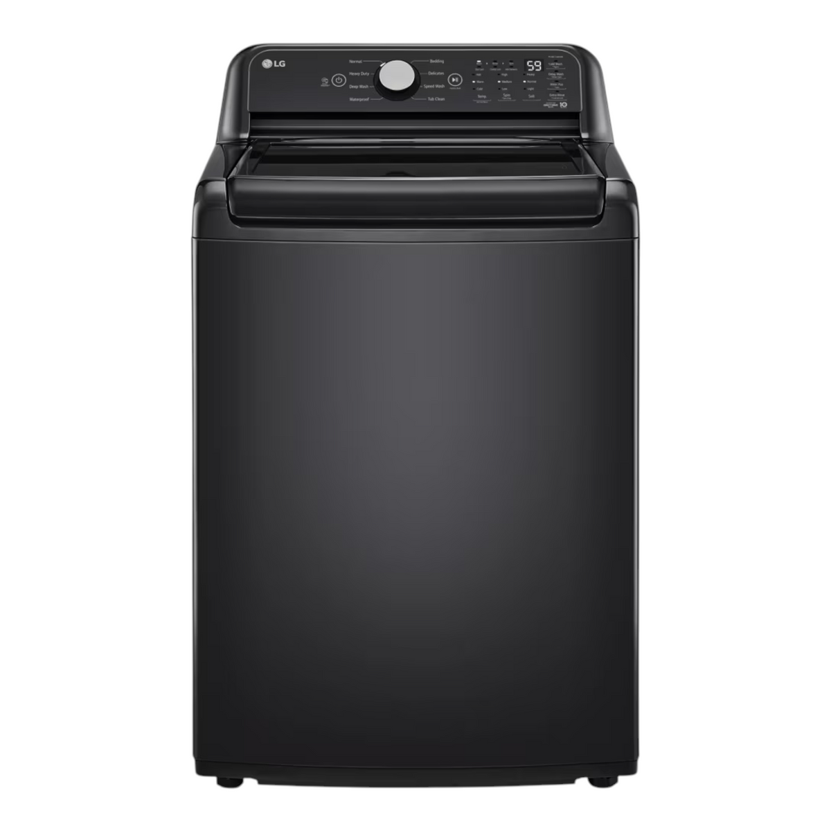 Noboxy LG 5.0 cu. ft. smart top load washer in onyx black with digital control panel and soft-close lid