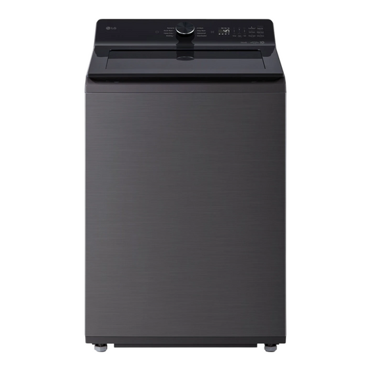 Noboxy LG 4.8 cu. ft. smart top load washer in platinum black with a sleek front panel and digital control display