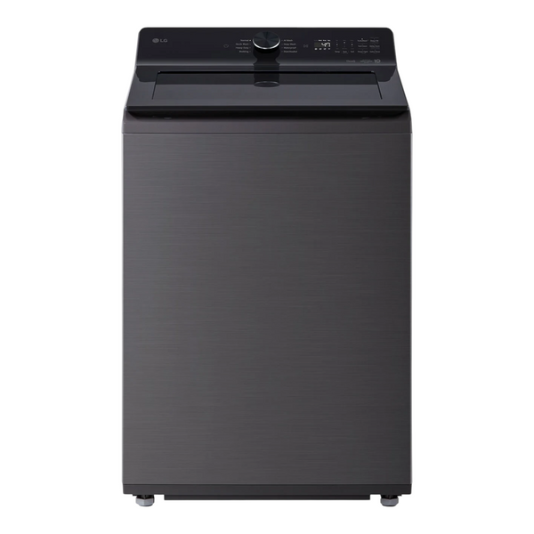 Noboxy LG 4.8 cu. ft. smart top load washer in platinum black with a sleek front panel and digital control display