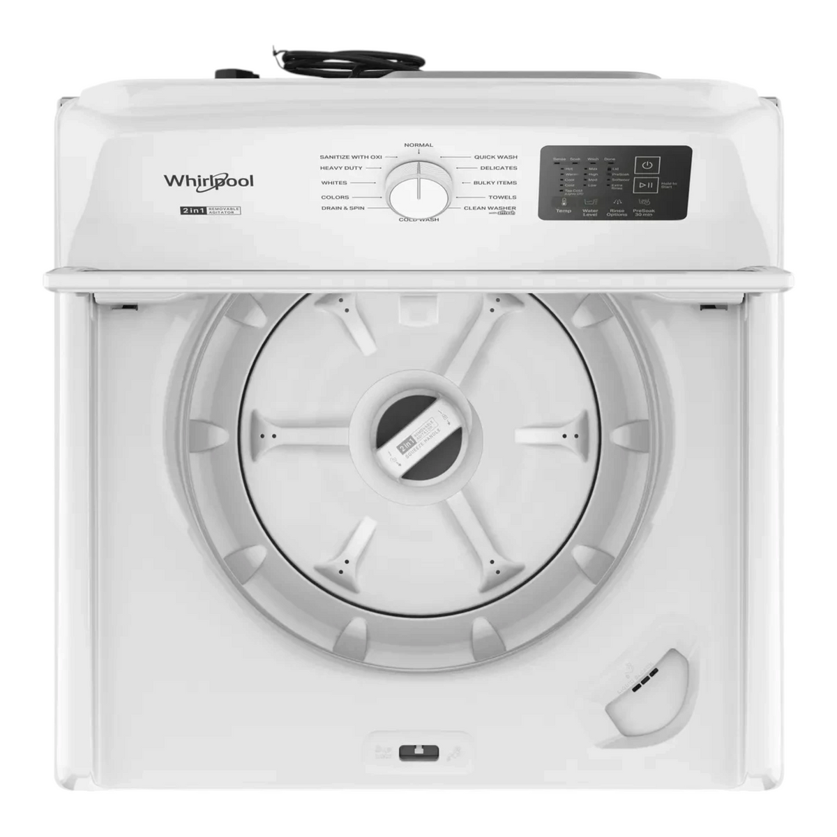 Noboxy Whirlpool 4.3 cu. ft. white top load washer with 2-in-1 removable agitator and soft-close glass lid
